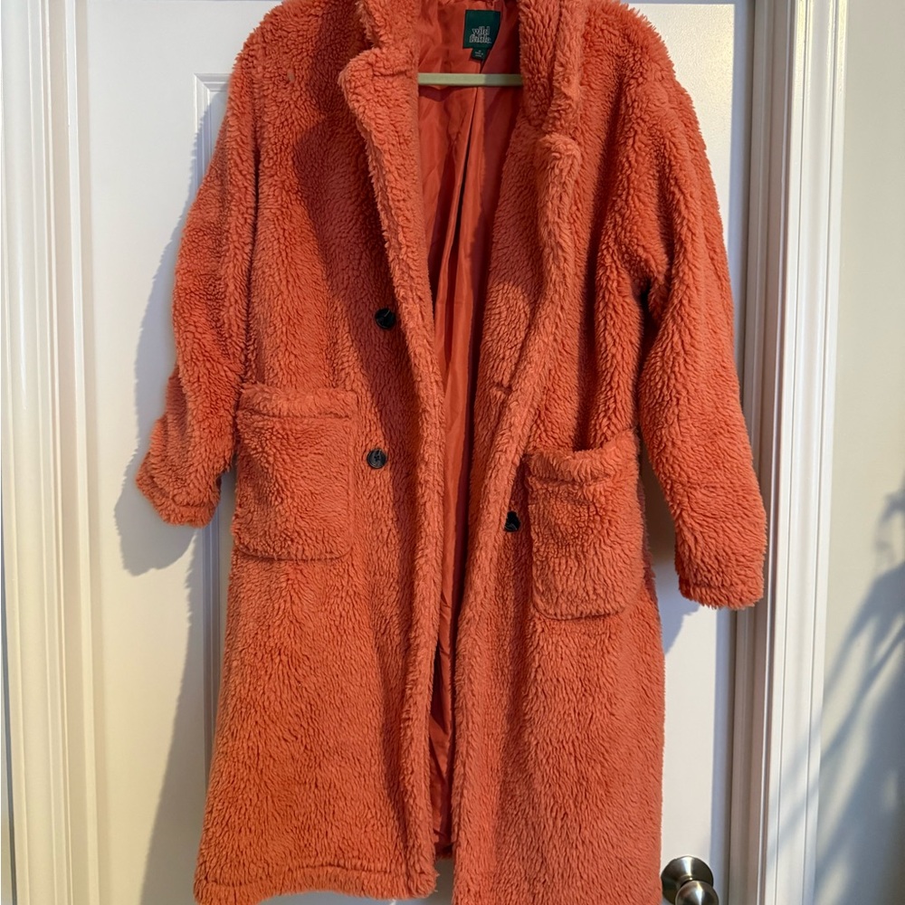 Wild Fable Vibrant Orange Peachy Teddy Jacket